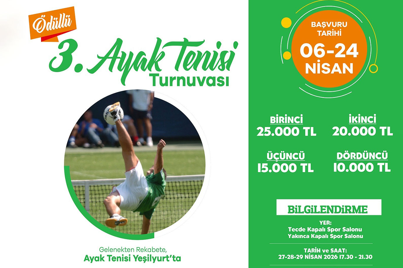 Yeşilyurt Belediyesi ayak tenisi turnuvası düzenliyor