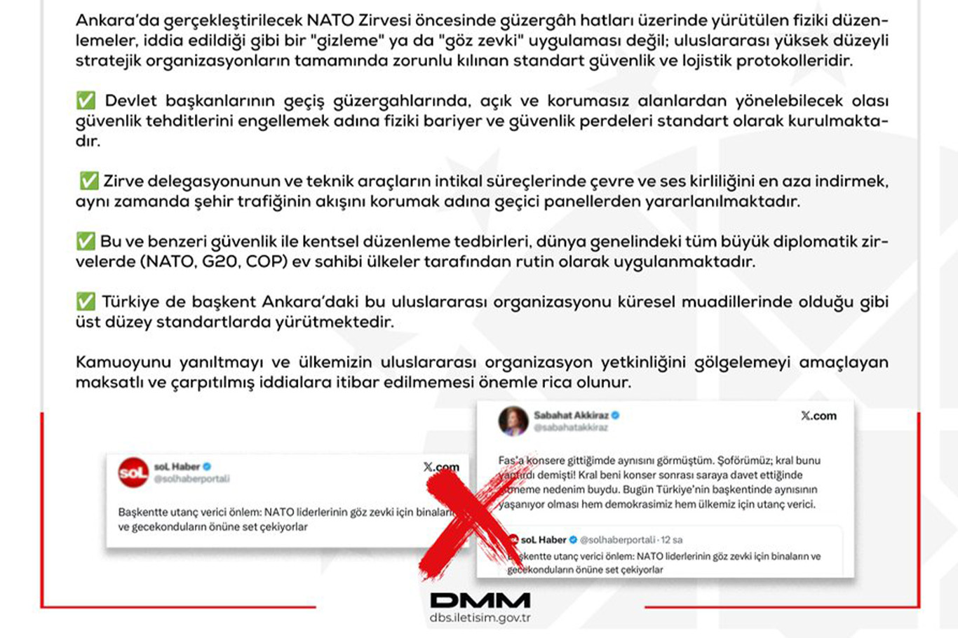 DMM: "NATO Zirvesi için binaların önüne set çekiliyor" iddiası gerçeği yansıtmıyor
