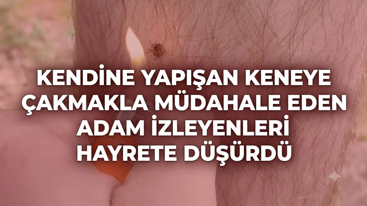 Kendine yapışan keneye çakmakla müdahale eden adam izleyenleri hayrete düşürdü