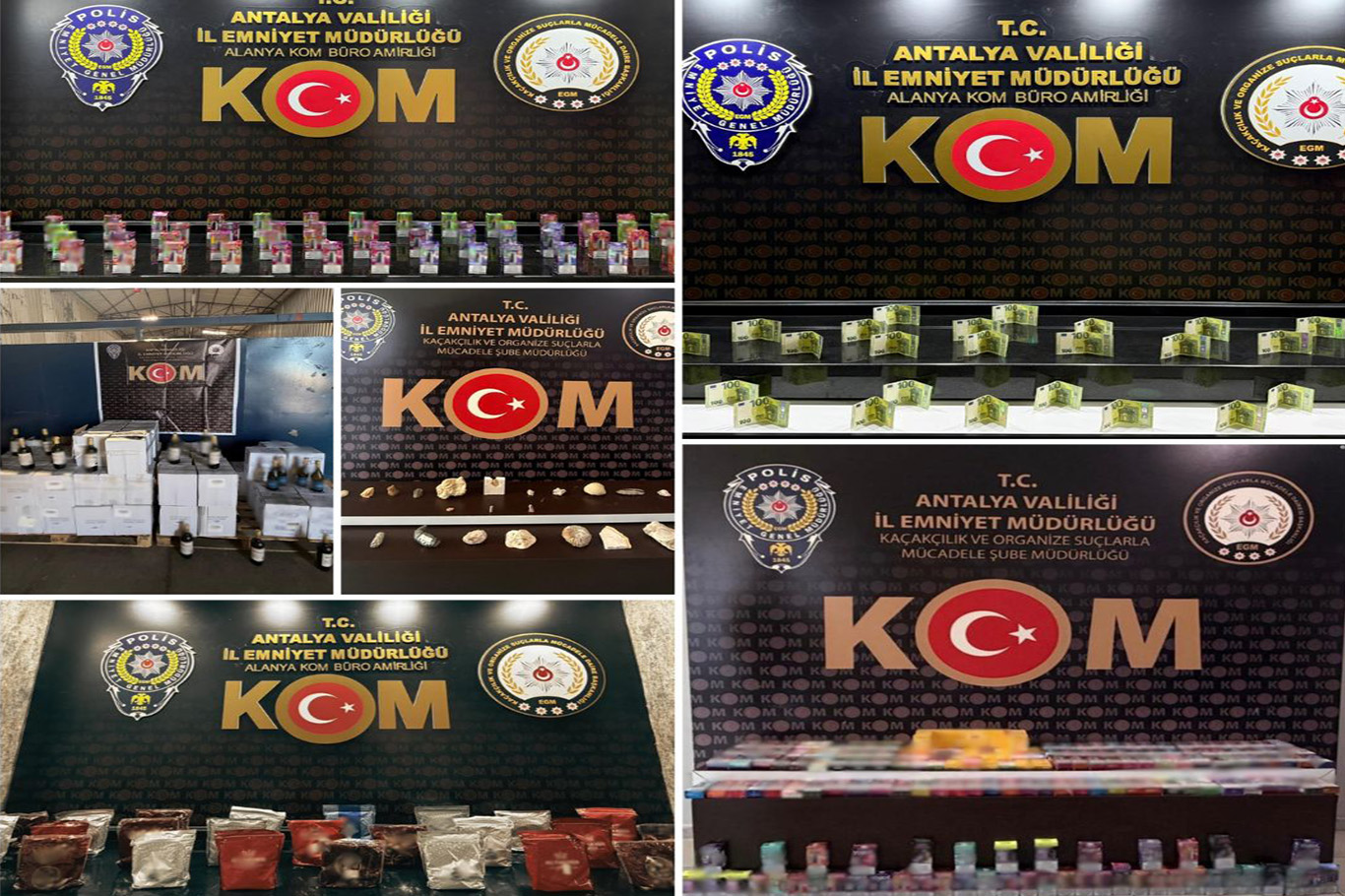 Antalya'da kaçakçılık operasyonlarında çok sayıda kaçak ürün ele geçirildi