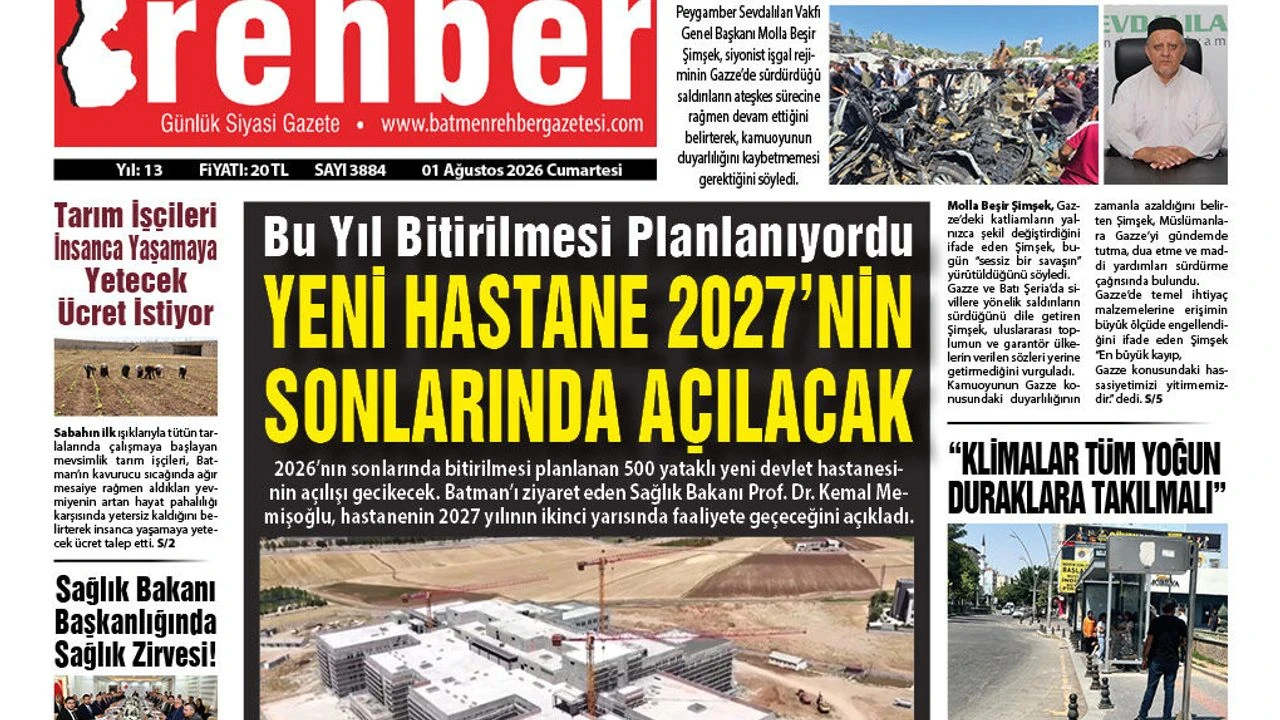 01.08.2026 Tarihli Manşetimiz