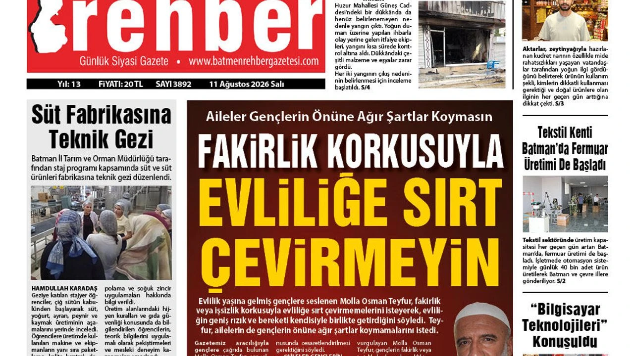 11.08.2026 Tarihli Manşetimiz