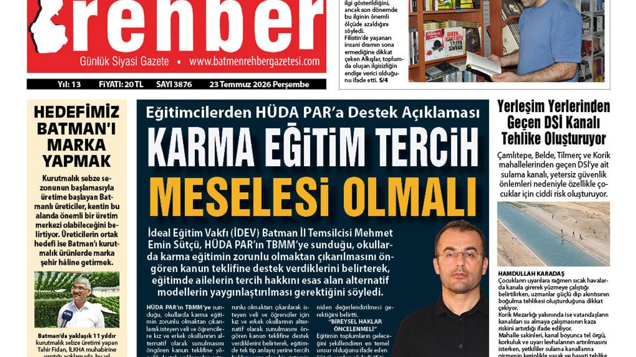 23.07.2026 Tarihli Manşetimiz