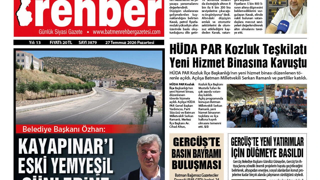 27.07.2026 Tarihli Manşetimiz