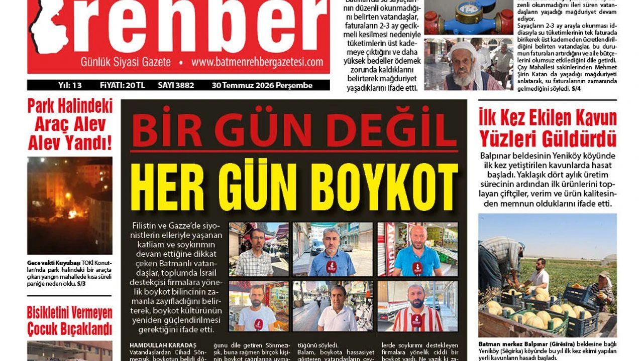 30.07.2026 Tarihli Manşetimiz