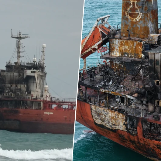Karadeniz'de dron saldırısına uğramıştı: Mürettebatı tahliye edilen başıboş dev tanker Samsun sahilinde karaya oturdu