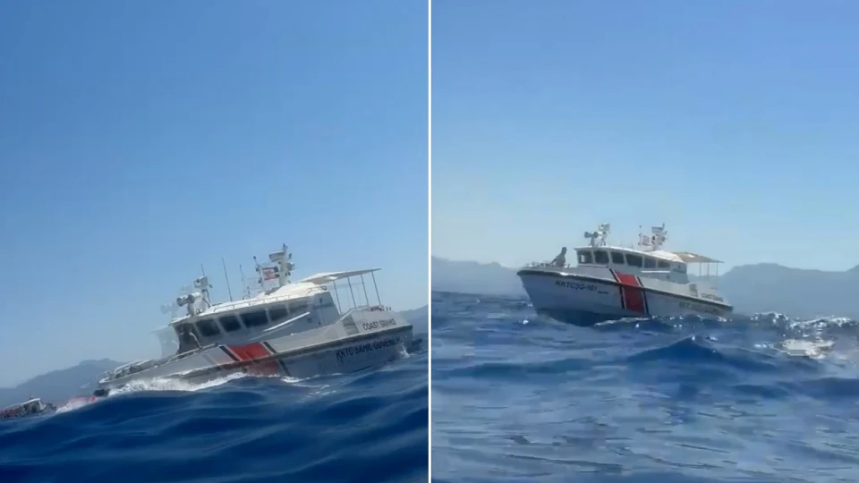 Girne kazasından yeni görüntüler: Denizin ortasında mahsur kalan vatandaşların yardım çığlıkları kamerada