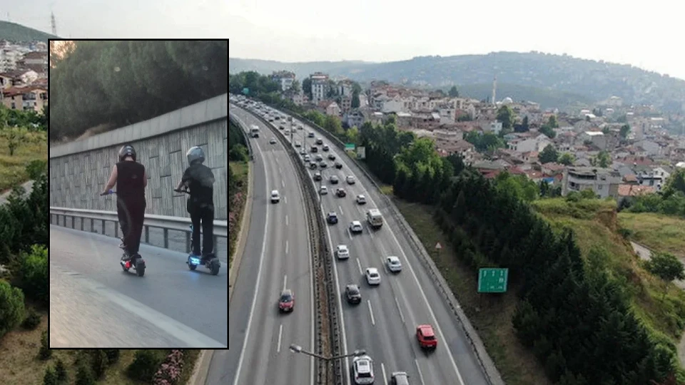 TEM Otoyolu TEM Otoyolu’nda akılalmaz görüntü: Skuterla kilometrelerce ilerlediler