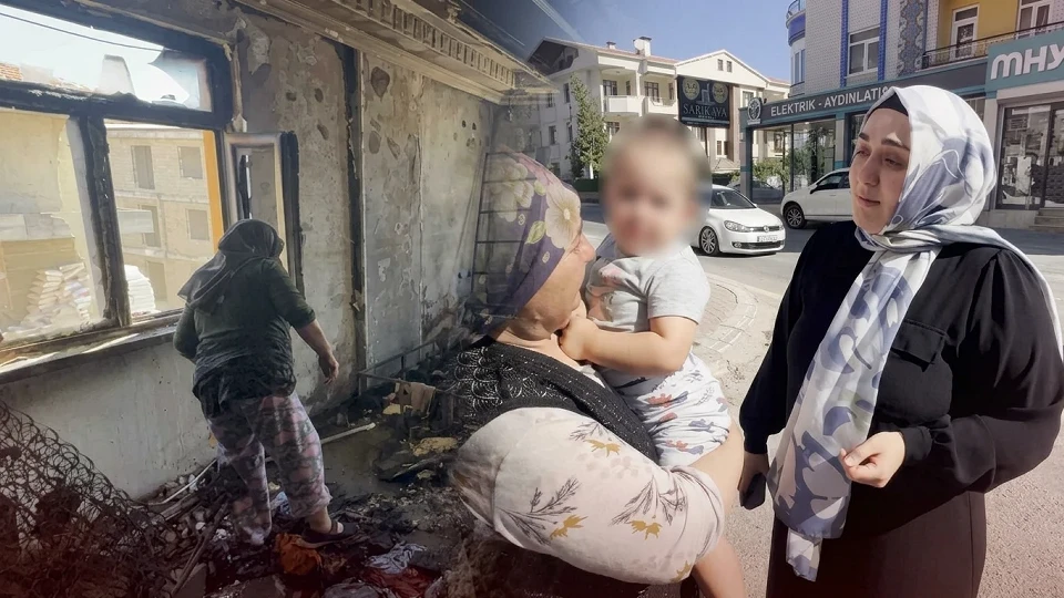 İki yaşındaki çocuk çakmakla oynarken yangın çıktı! Ev küle döndü, üç çocuk ve yaşlı kadın kurtarıldı
