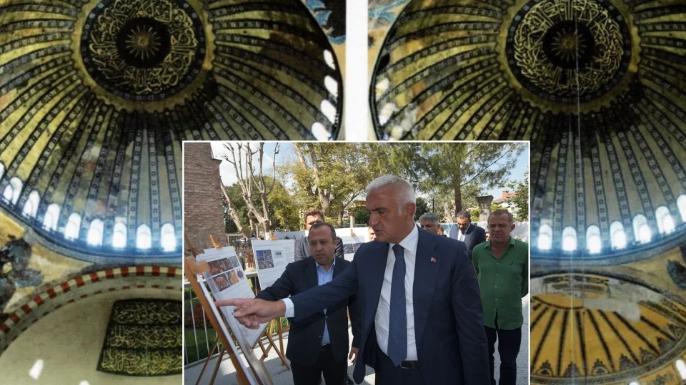 Ayasofya’nın mihrab bölümündeki kubbede güçlendirme ve konservasyon çalışmaları başlıyor! Bakan Ersoy: 'Her adımı bilimsel hassasiyetle atıyoruz'